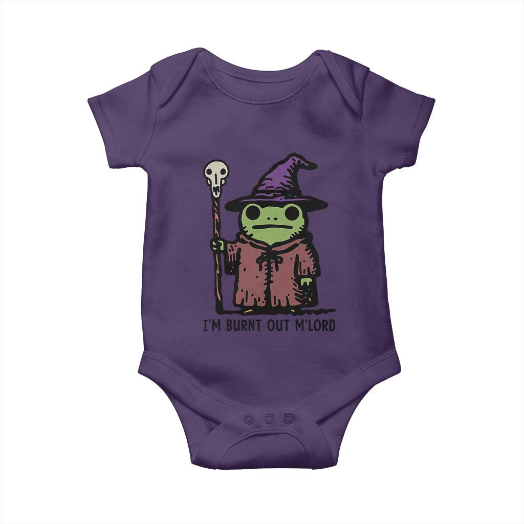 I Am Burnt Out M'lord Baby Onesie Funny Wizard Frog Meme - Wonder Print Shop