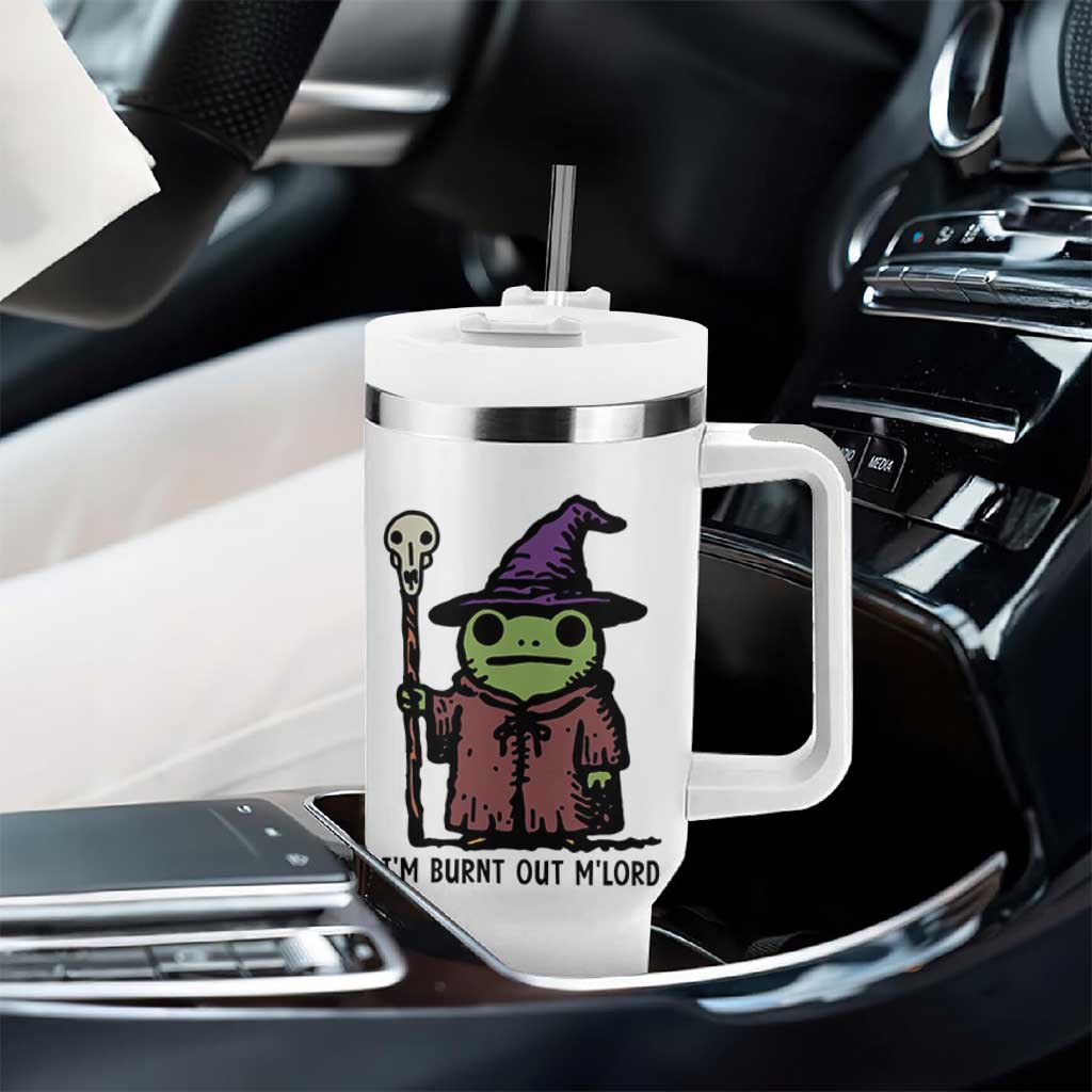 I Am Burnt Out M'lord Tumbler With Handle Funny Wizard Frog Meme - Wonder Print Shop