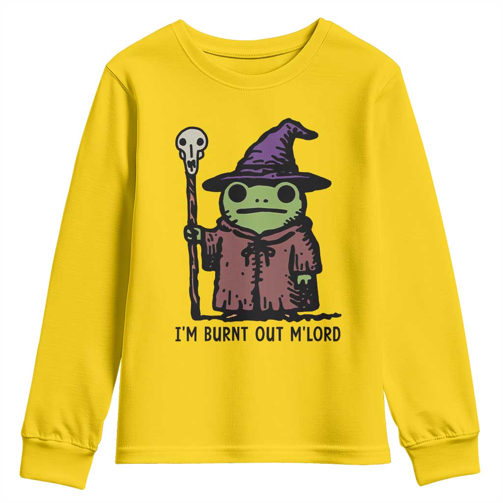 I Am Burnt Out M'lord Youth Sweatshirt Funny Wizard Frog Meme - Wonder Print Shop