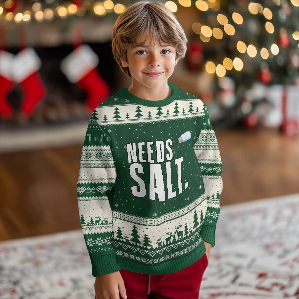 Needs Salt Ugly Christmas Sweater Funny Cooking Baking Foodie - Wonder Print Shop