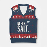 Needs Salt V-Neck Knit Sweater Vest Funny Cooking Baking Foodie - Wonder Print Shop