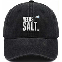 Needs Salt Washed Cotton Baseball Cap Funny Cooking Baking Foodie