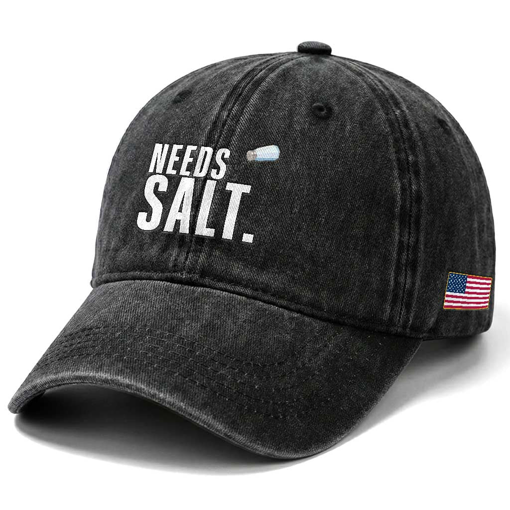 Needs Salt Washed Cotton Baseball Cap Funny Cooking Baking Foodie