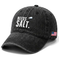 Needs Salt Washed Cotton Baseball Cap Funny Cooking Baking Foodie