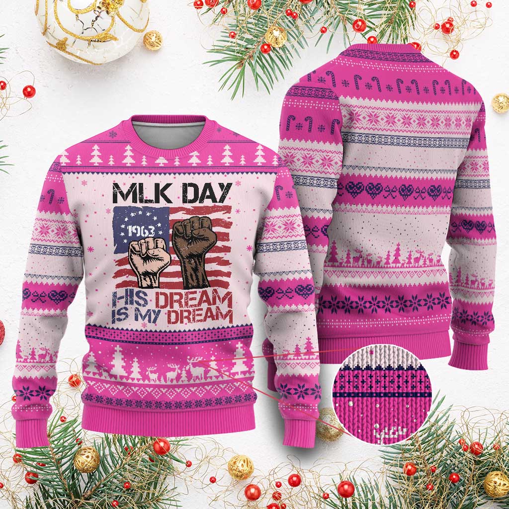 His Dream is My Dream Ugly Christmas Sweater Martin Luther King Jr MLK Day - Wonder Print Shop