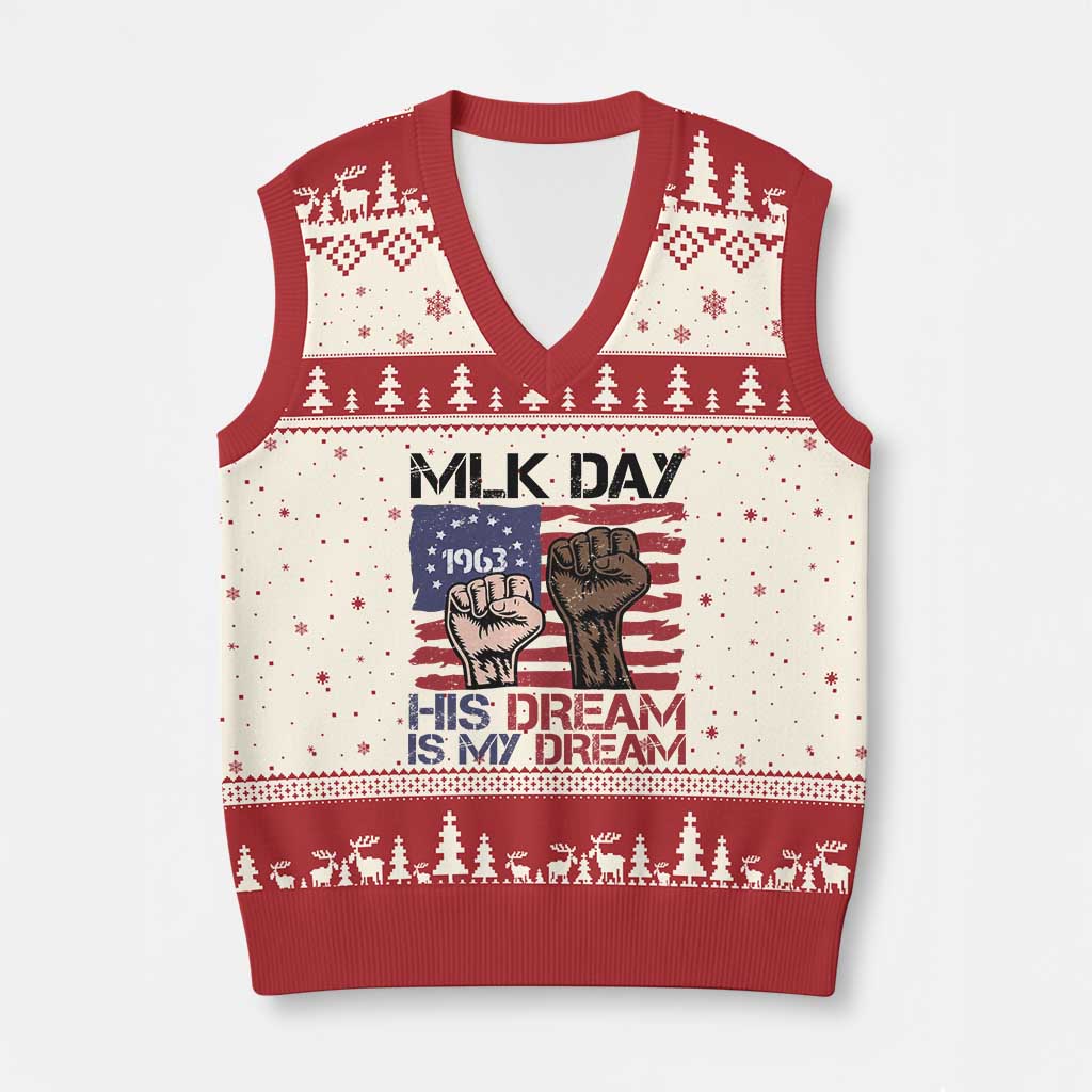 His Dream is My Dream V-Neck Knit Sweater Vest Martin Luther King Jr MLK Day - Wonder Print Shop