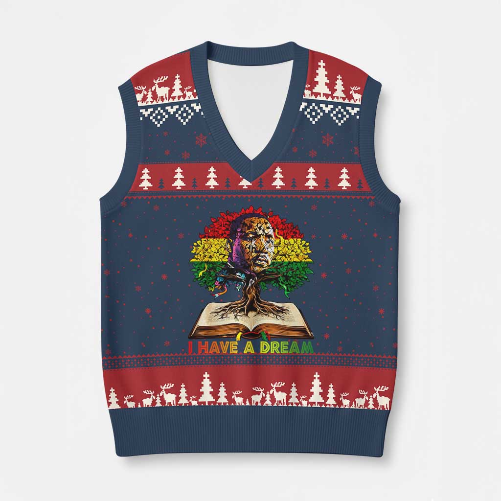 Martin Luther King Jr V-Neck Knit Sweater Vest Black History Month Melanin African - Wonder Print Shop