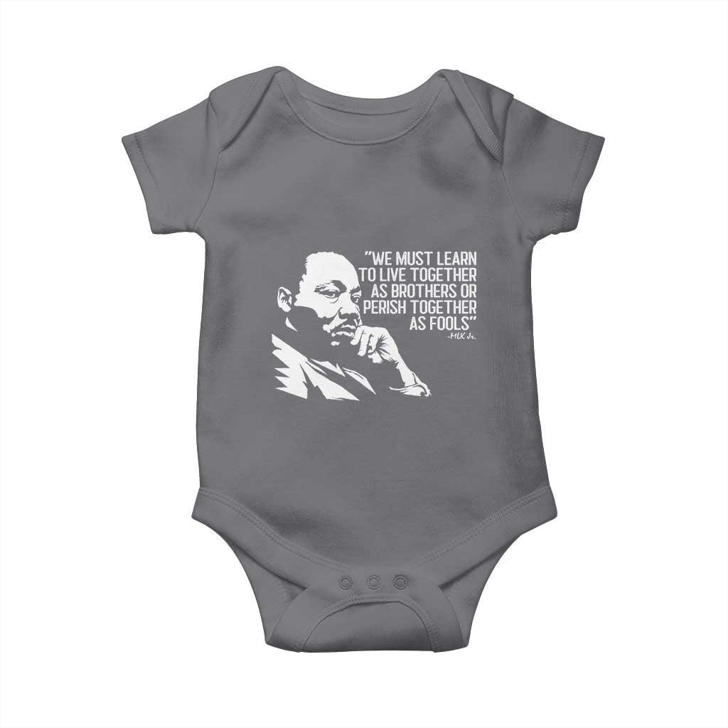 Martin Luther King Jr Baby Onesie We Must Learn to Live Together as Brothers MLK Quote - Wonder Print Shop