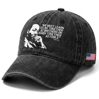 Martin Luther King Jr Washed Cotton Baseball Cap We Must Learn to Live Together as Brothers MLK Quote