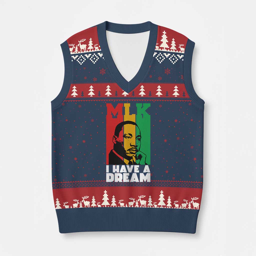 Martin Luther King Jr V-Neck Knit Sweater Vest I Have Dream MLK Quote - Wonder Print Shop