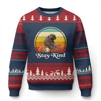 Punch Mokey Ugly Christmas Sweater Viral Trend Baby Monkey Stay Kind