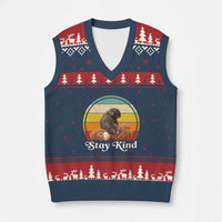 Punch Mokey V-Neck Knit Sweater Vest Viral Trend Baby Monkey Stay Kind