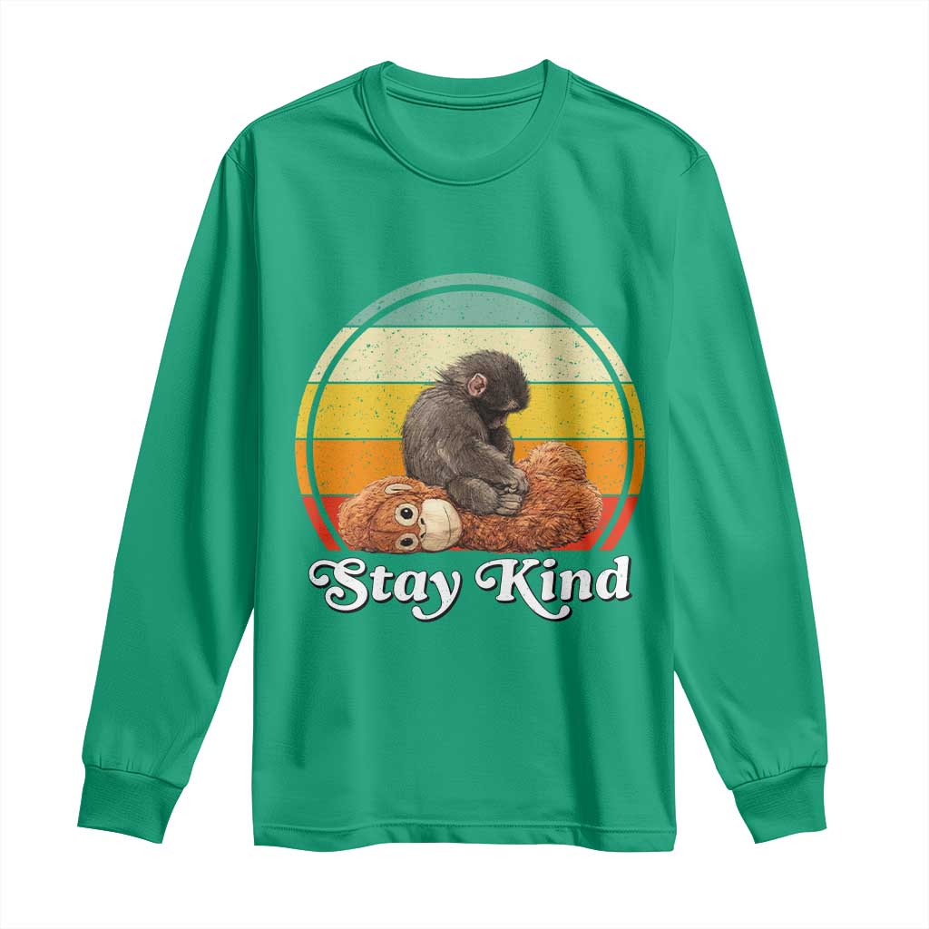 Punch Mokey Long Sleeve Shirt Viral Trend Baby Monkey Stay Kind
