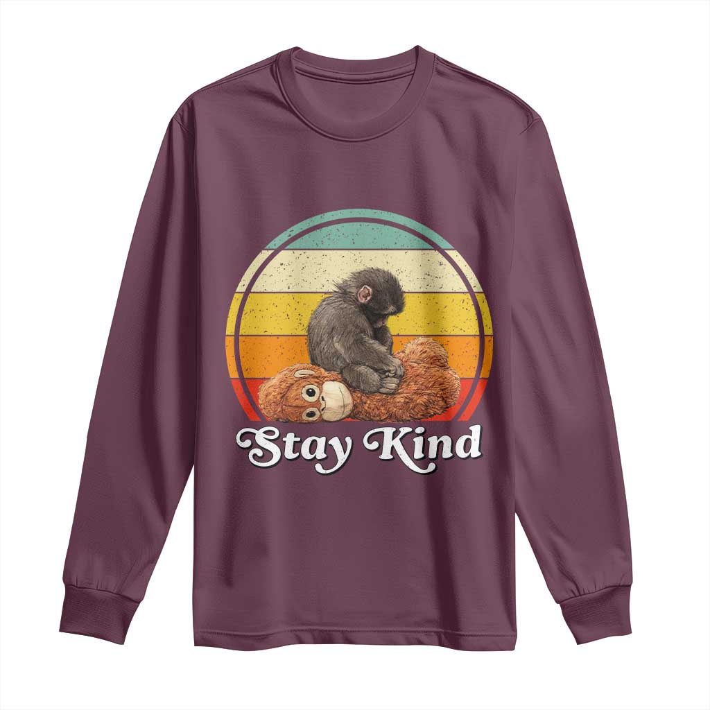 Punch Mokey Long Sleeve Shirt Viral Trend Baby Monkey Stay Kind