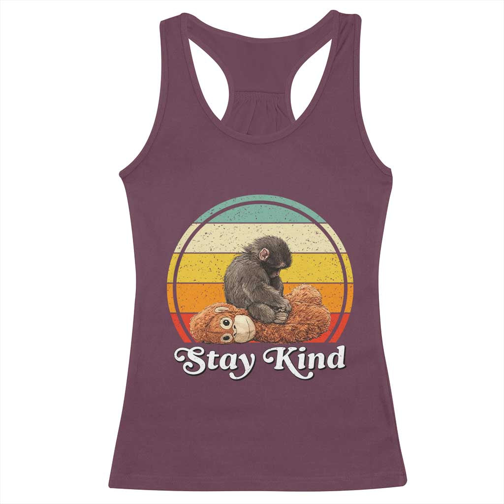 Punch Mokey Racerback Tank Top Viral Trend Baby Monkey Stay Kind