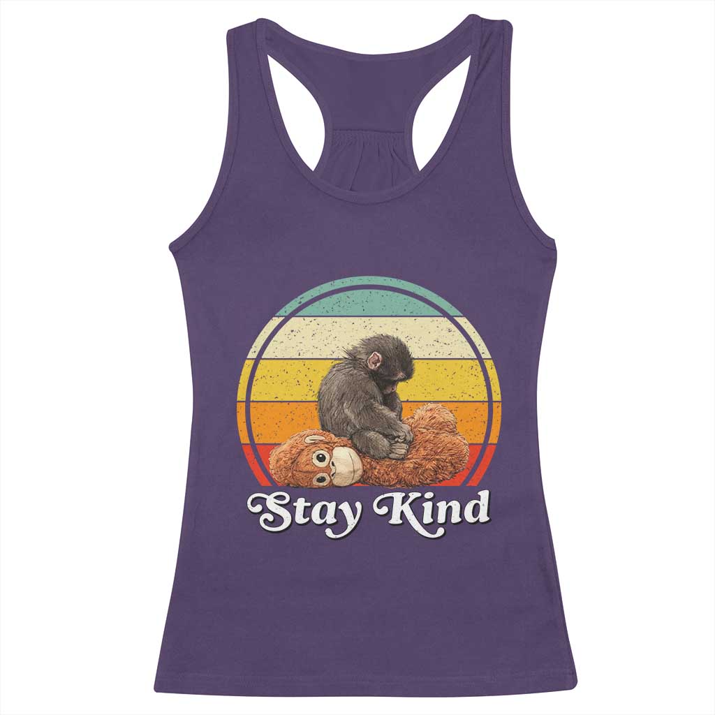 Punch Mokey Racerback Tank Top Viral Trend Baby Monkey Stay Kind
