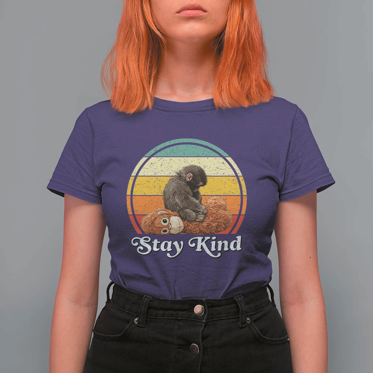 Punch Mokey T Shirt For Women Viral Trend Baby Monkey Stay Kind