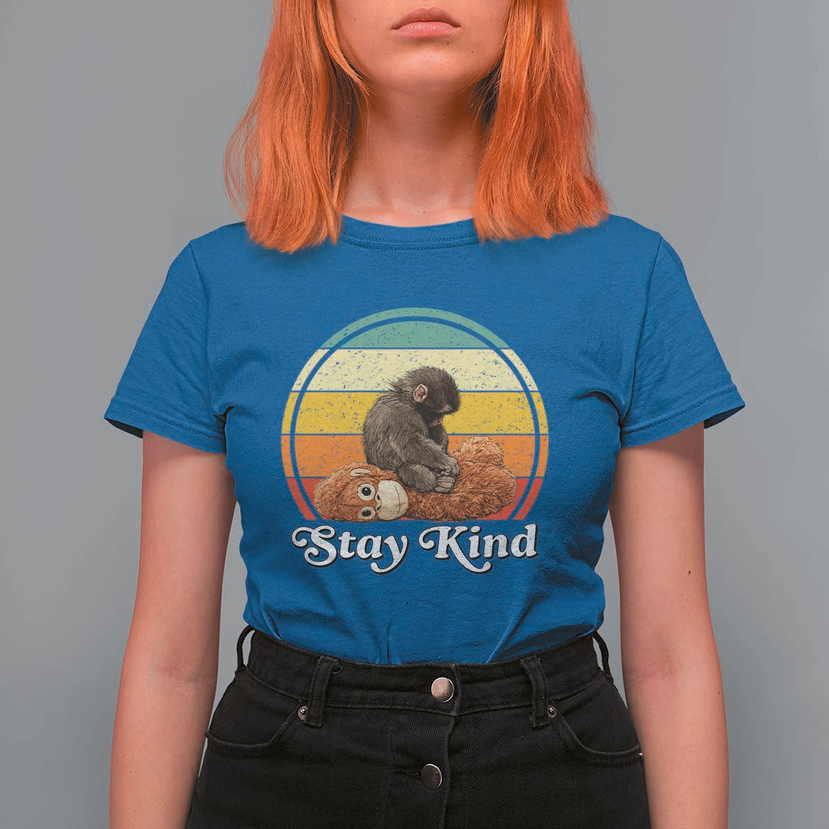 Punch Mokey T Shirt For Women Viral Trend Baby Monkey Stay Kind