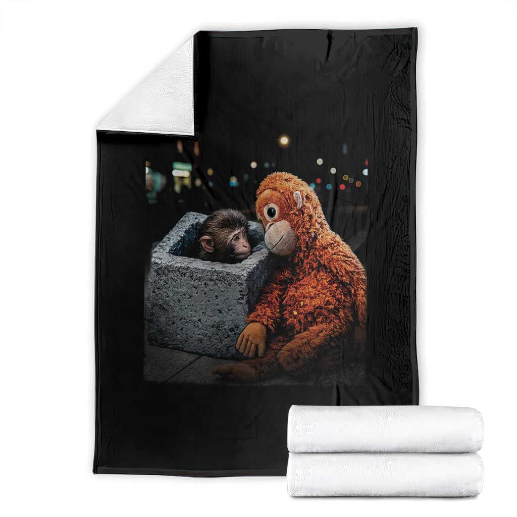 Punch Mokey Throw Blanket Viral Trend Baby Monkey Streets Meme