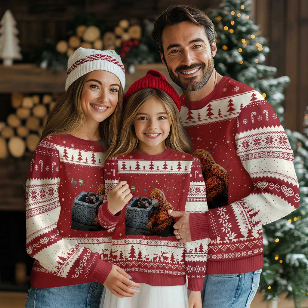 Punch Mokey Ugly Christmas Sweater Viral Trend Baby Monkey Streets Meme