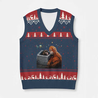 Punch Mokey V-Neck Knit Sweater Vest Viral Trend Baby Monkey Streets Meme