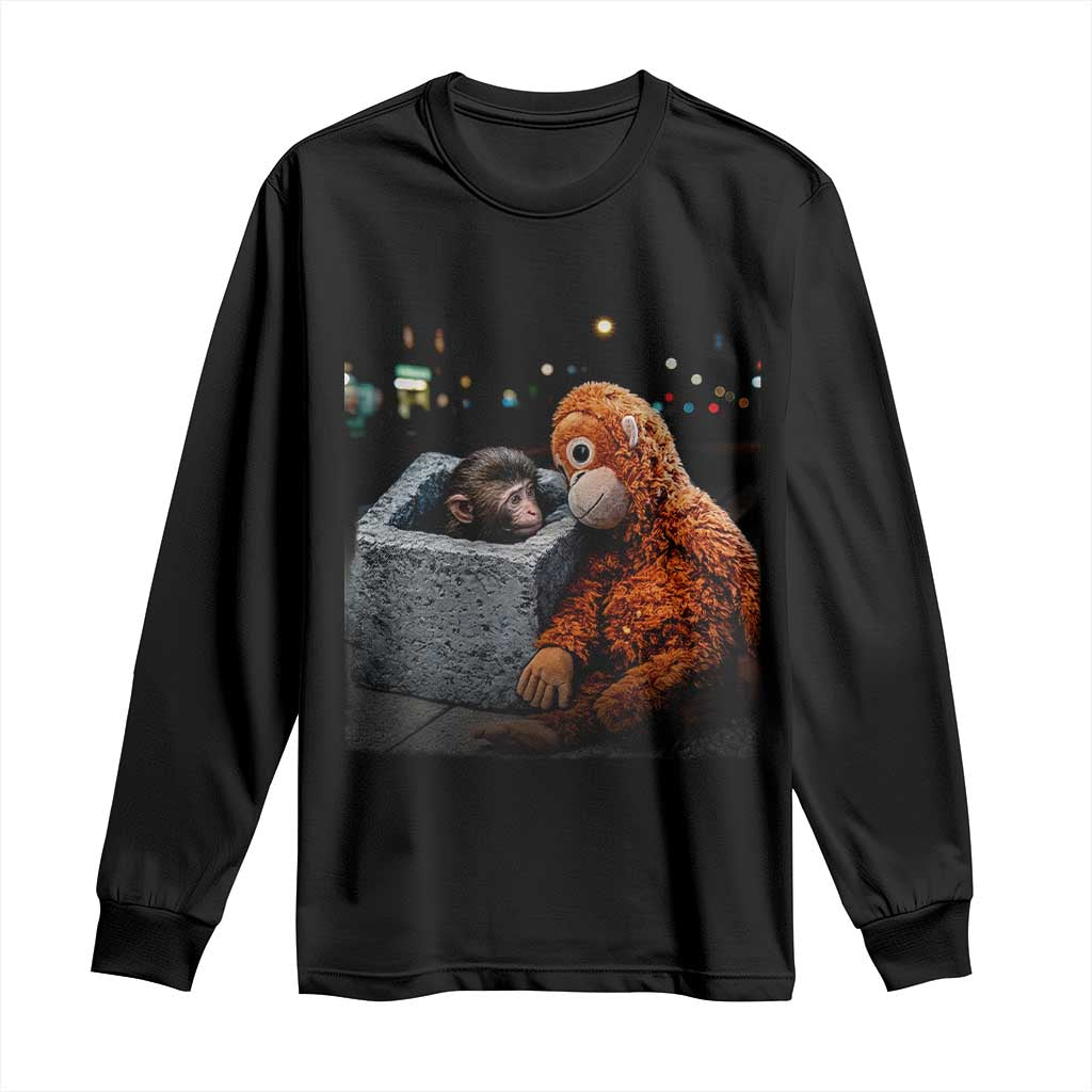 Punch Mokey Long Sleeve Shirt Viral Trend Baby Monkey Streets Meme
