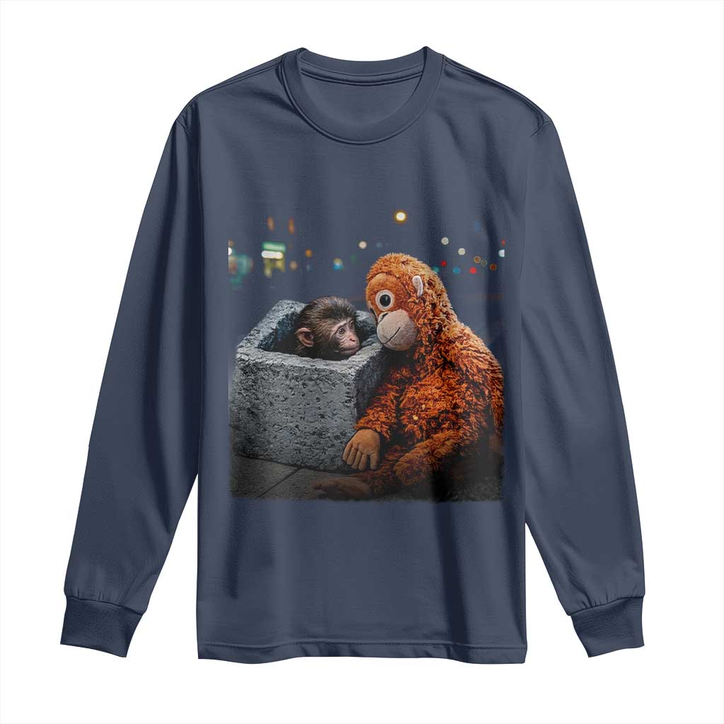Punch Mokey Long Sleeve Shirt Viral Trend Baby Monkey Streets Meme
