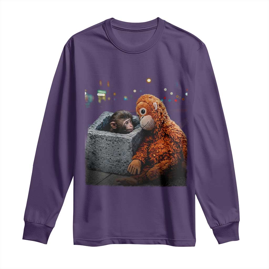 Punch Mokey Long Sleeve Shirt Viral Trend Baby Monkey Streets Meme