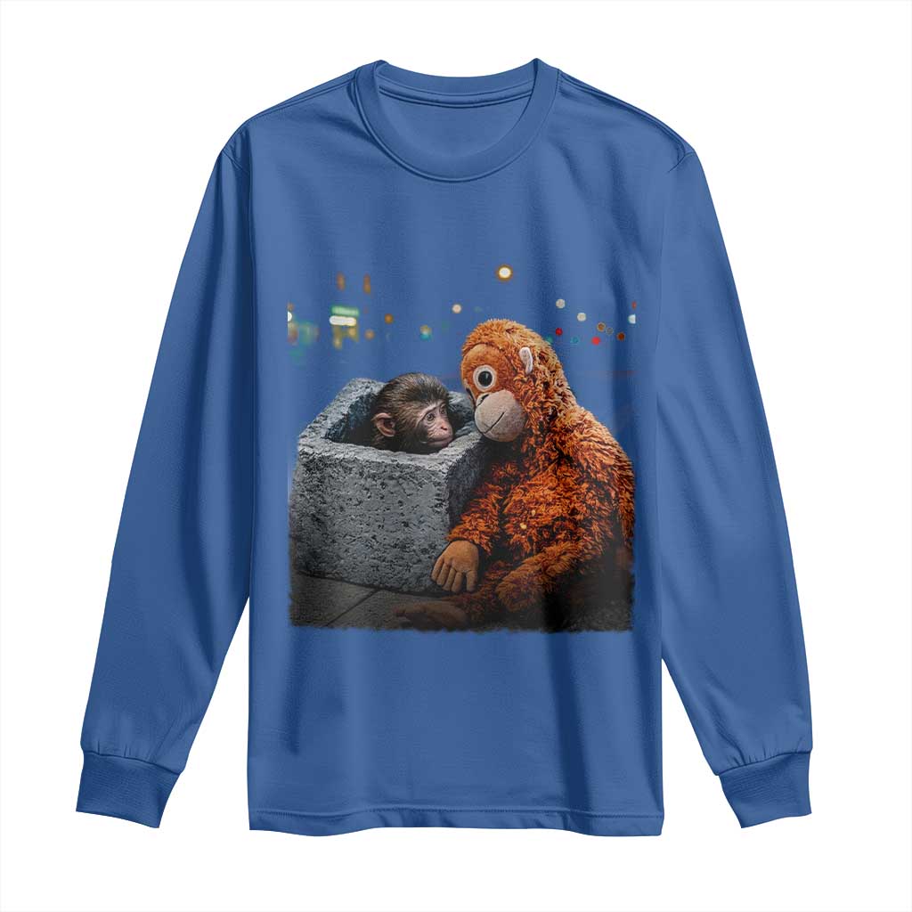 Punch Mokey Long Sleeve Shirt Viral Trend Baby Monkey Streets Meme