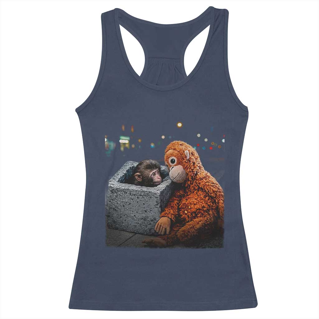 Punch Mokey Racerback Tank Top Viral Trend Baby Monkey Streets Meme