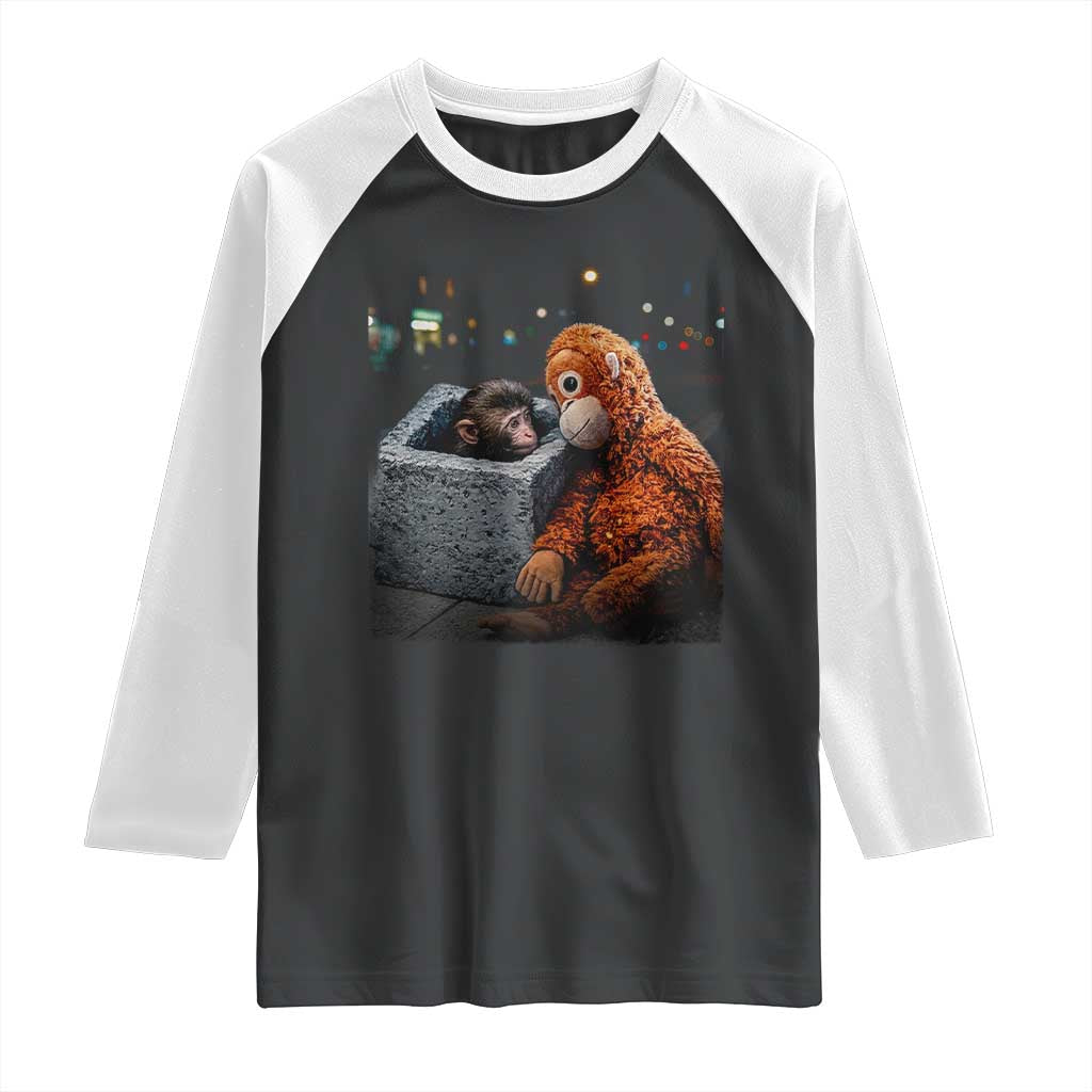 Punch Mokey Raglan Shirt Viral Trend Baby Monkey Streets Meme