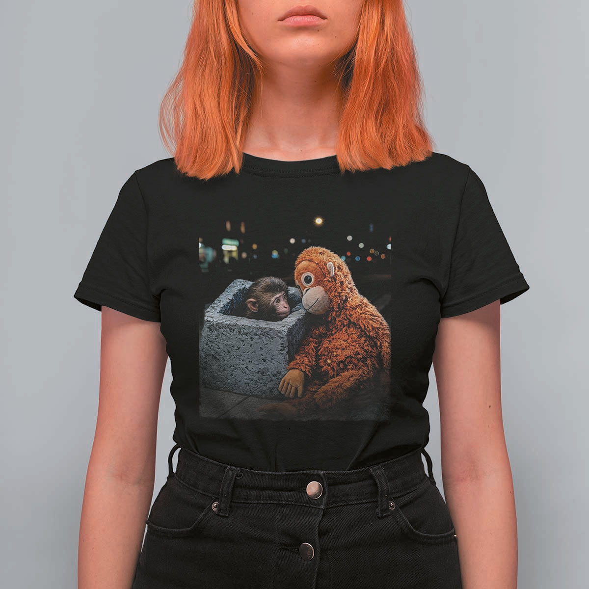 Punch Mokey T Shirt For Women Viral Trend Baby Monkey Streets Meme