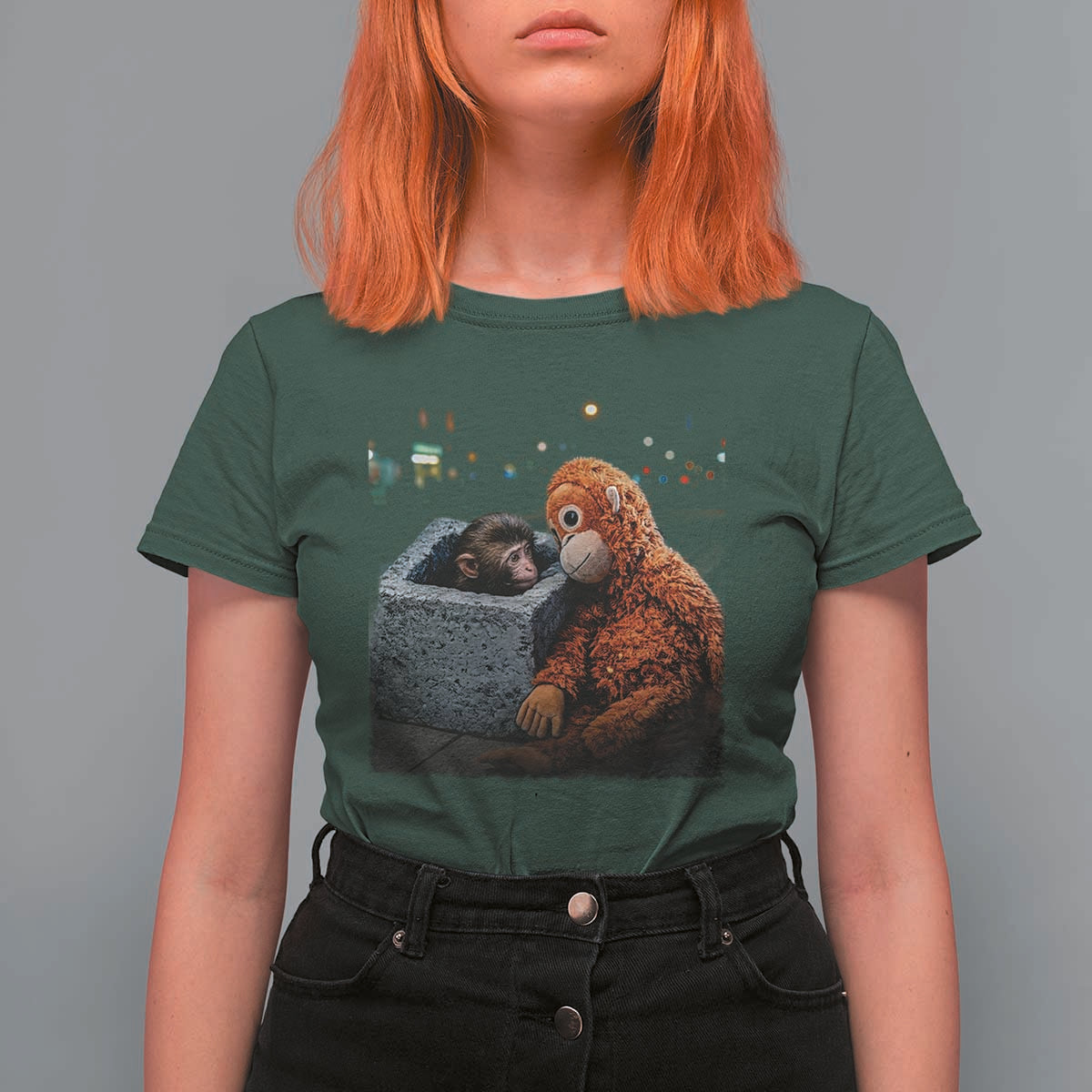 Punch Mokey T Shirt For Women Viral Trend Baby Monkey Streets Meme