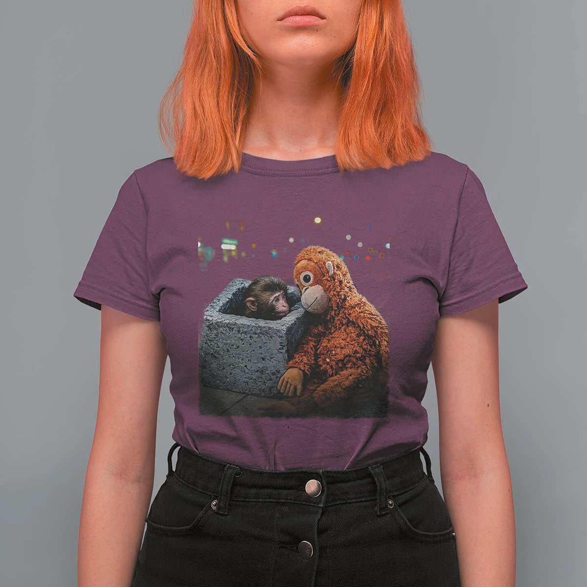 Punch Mokey T Shirt For Women Viral Trend Baby Monkey Streets Meme