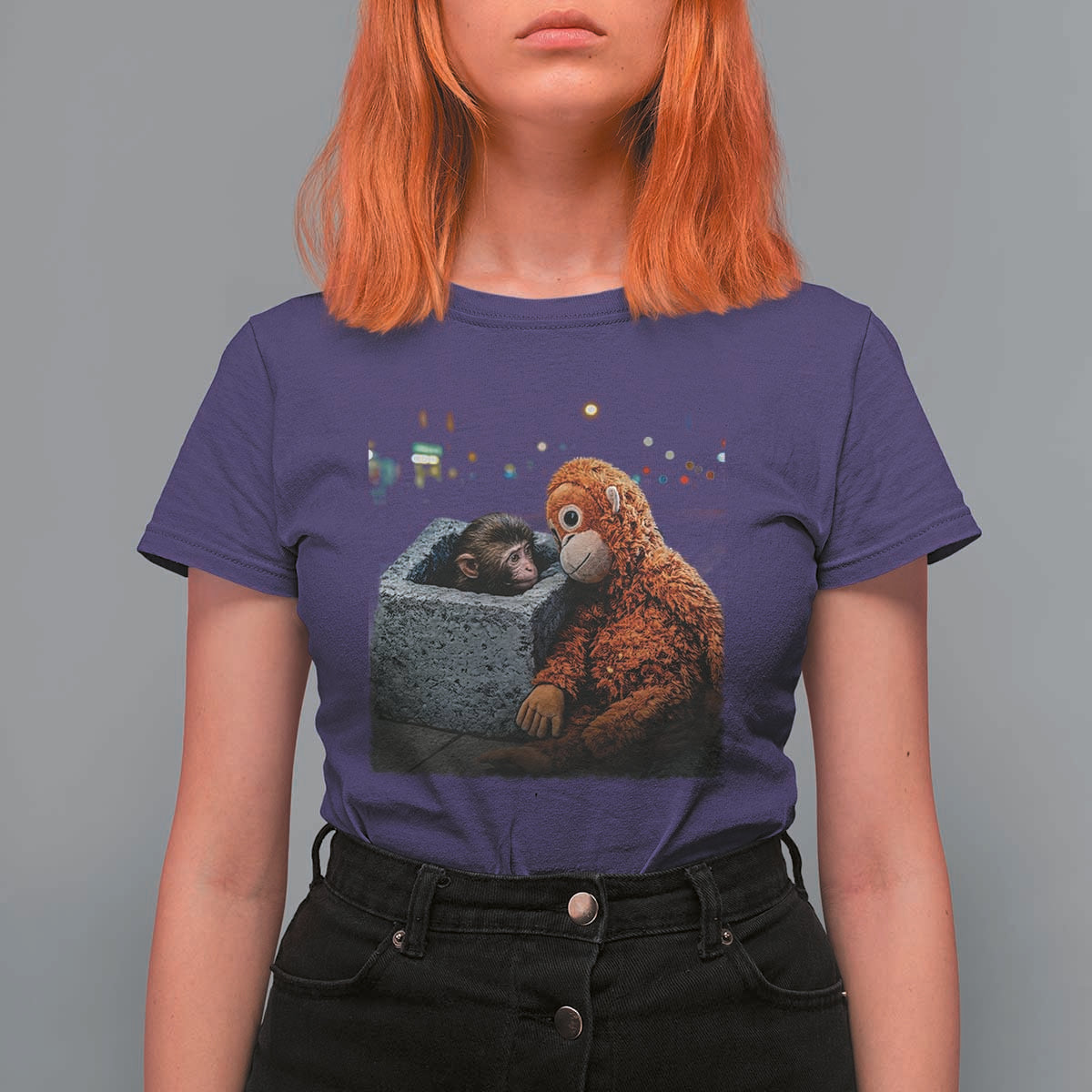 Punch Mokey T Shirt For Women Viral Trend Baby Monkey Streets Meme
