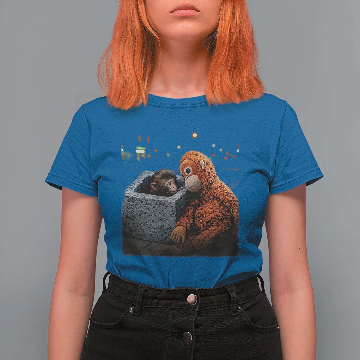 Punch Mokey T Shirt For Women Viral Trend Baby Monkey Streets Meme