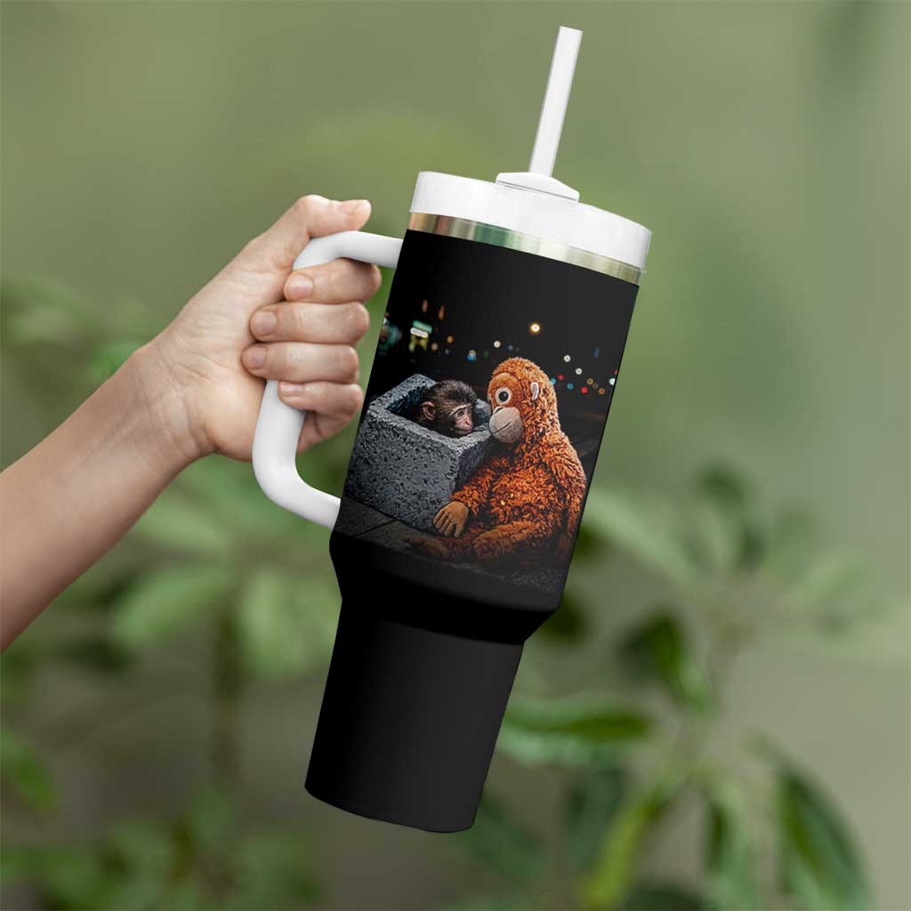 Punch Mokey Tumbler With Handle Viral Trend Baby Monkey Streets Meme