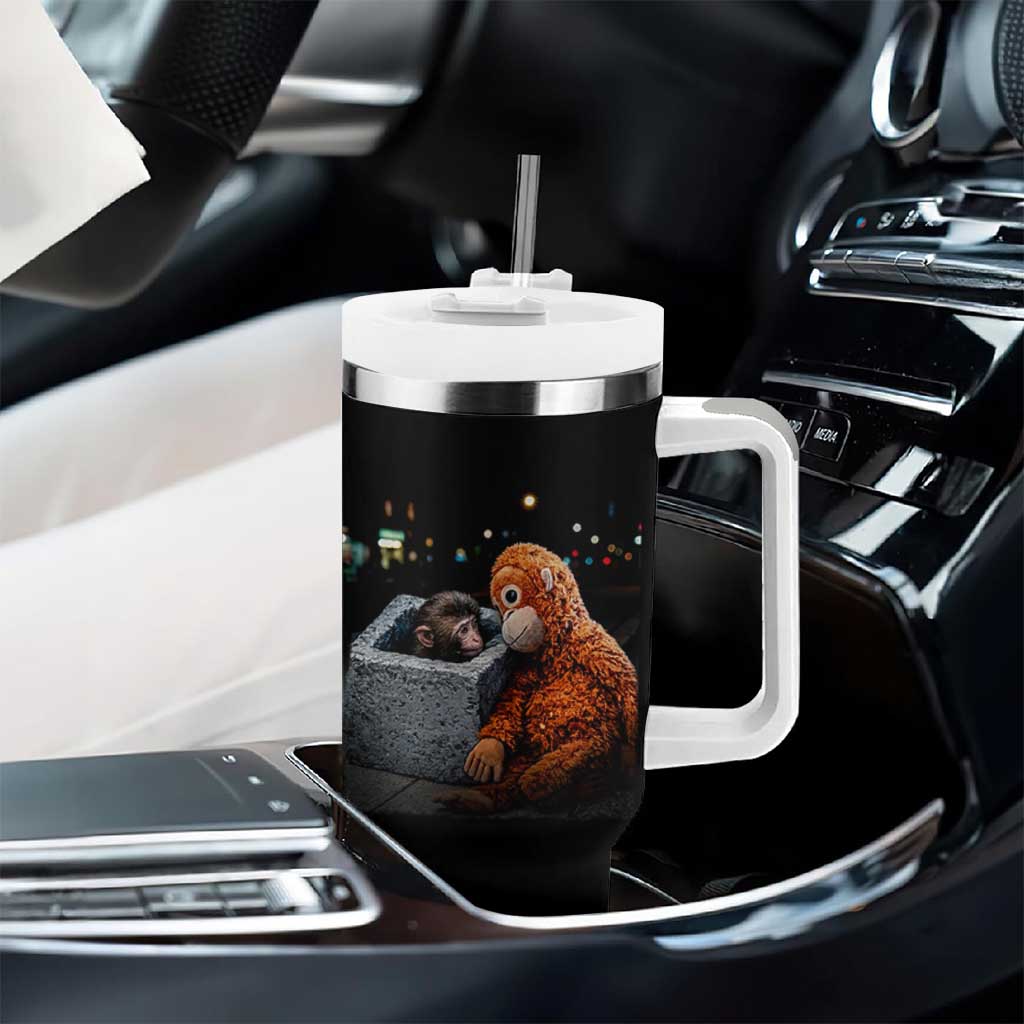 Punch Mokey Tumbler With Handle Viral Trend Baby Monkey Streets Meme
