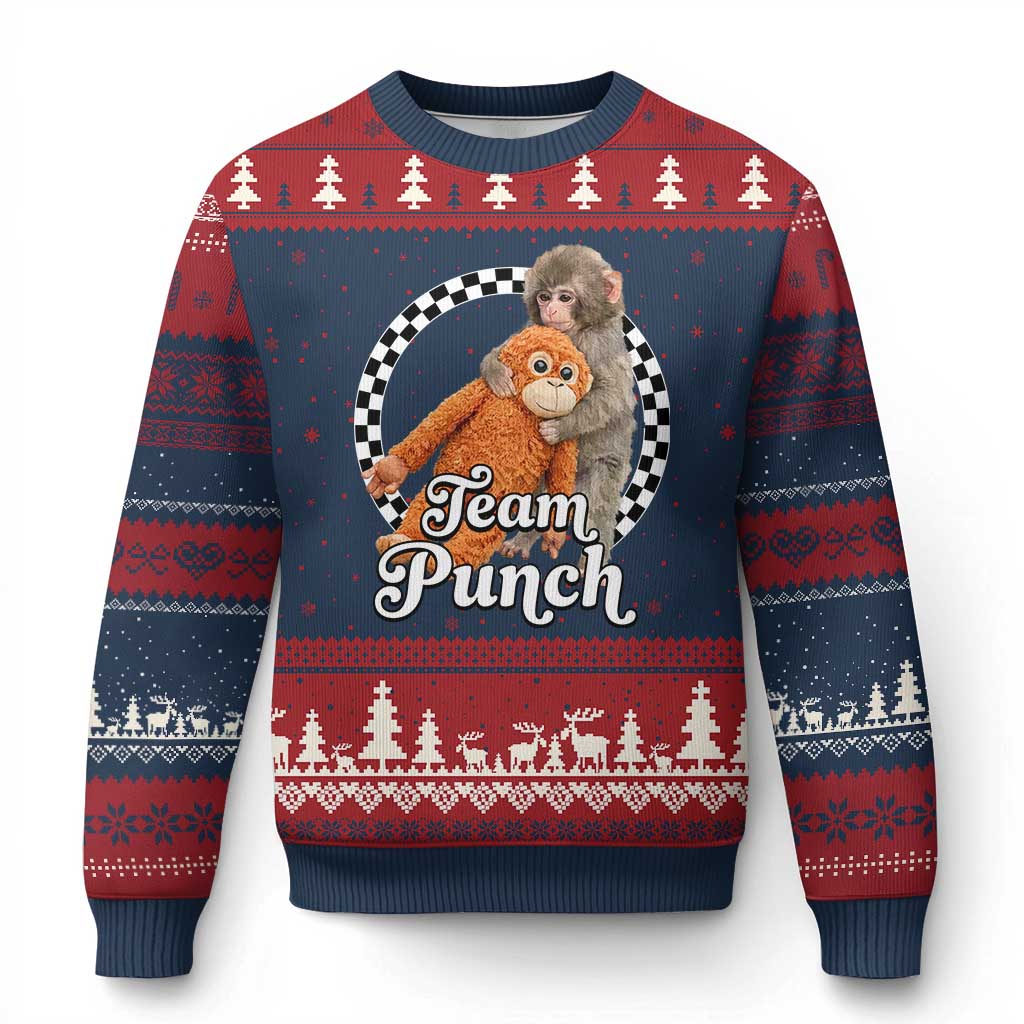 Punch Mokey Ugly Christmas Sweater Baby Monkey And Plush Toy Viral Trend