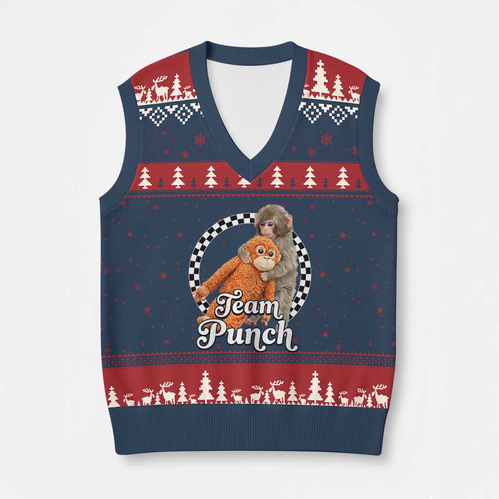 Punch Mokey V-Neck Knit Sweater Vest Baby Monkey And Plush Toy Viral Trend