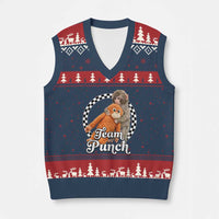 Punch Mokey V-Neck Knit Sweater Vest Baby Monkey And Plush Toy Viral Trend