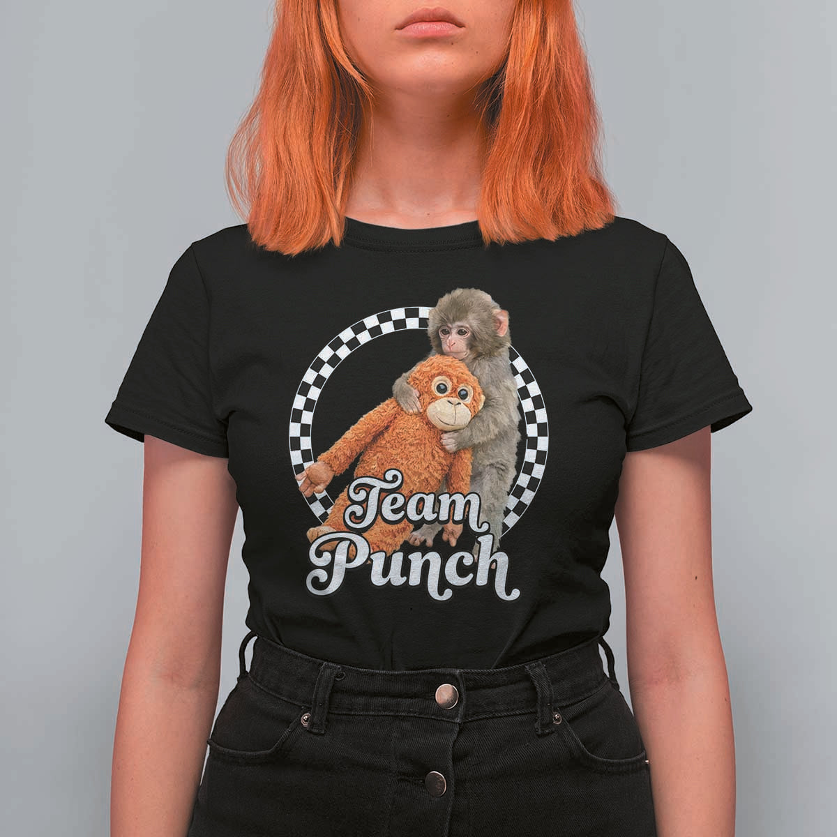 Punch Mokey T Shirt For Women Baby Monkey And Plush Toy Viral Trend
