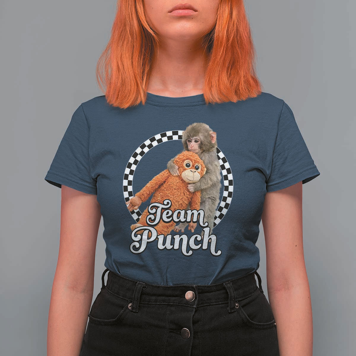 Punch Mokey T Shirt For Women Baby Monkey And Plush Toy Viral Trend