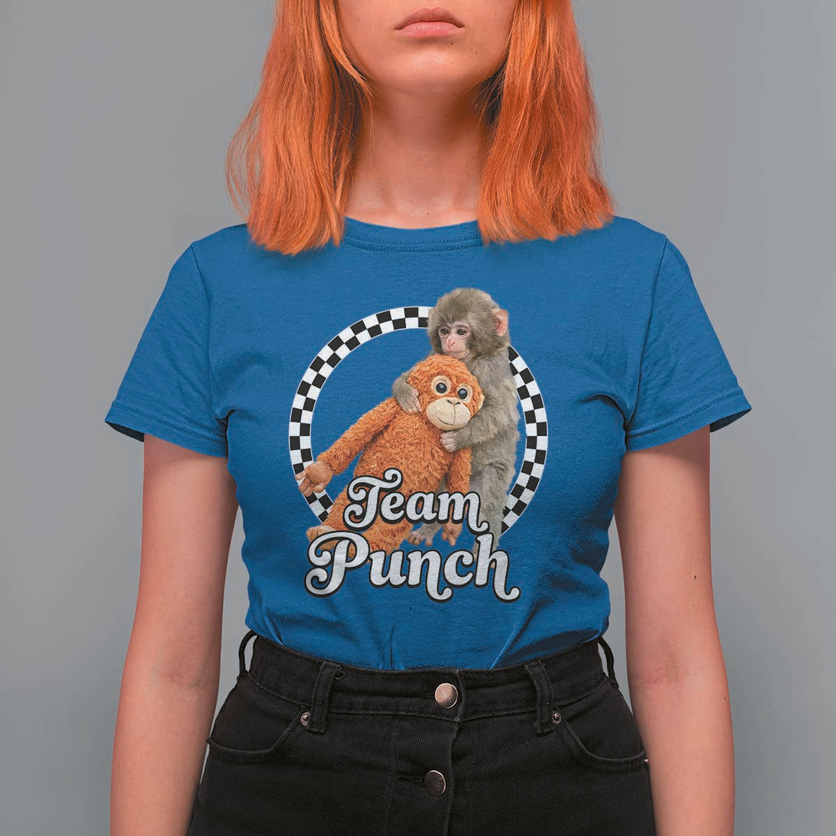 Punch Mokey T Shirt For Women Baby Monkey And Plush Toy Viral Trend