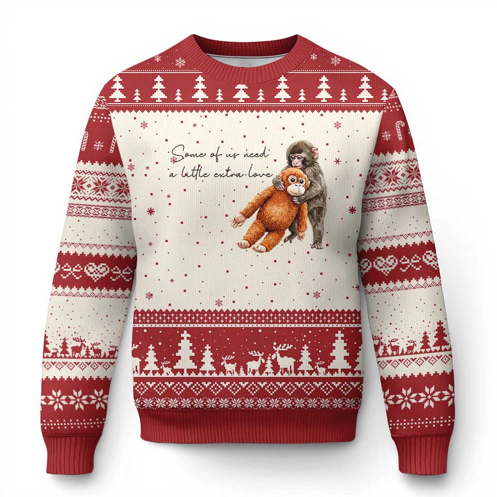 Punch Mokey Ugly Christmas Sweater Some Of Us Need a Little Extra Love