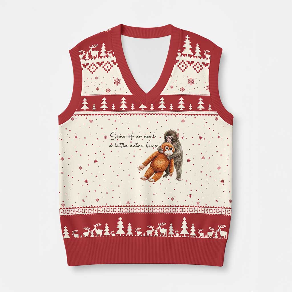 Punch Mokey V-Neck Knit Sweater Vest Some Of Us Need a Little Extra Love