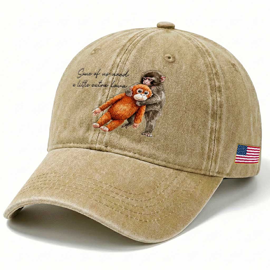 Punch Mokey Washed Cotton Baseball Cap Some Of Us Need a Little Extra Love