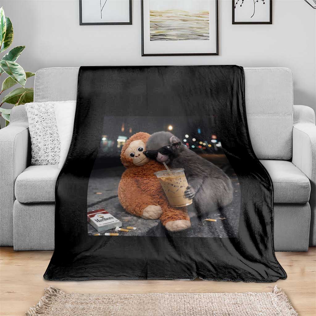 Punch Mokey Throw Blanket Funny Drinking Diet Coke Sunglasses Street Meme