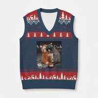 Punch Mokey V-Neck Knit Sweater Vest Funny Drinking Diet Coke Sunglasses Street Meme