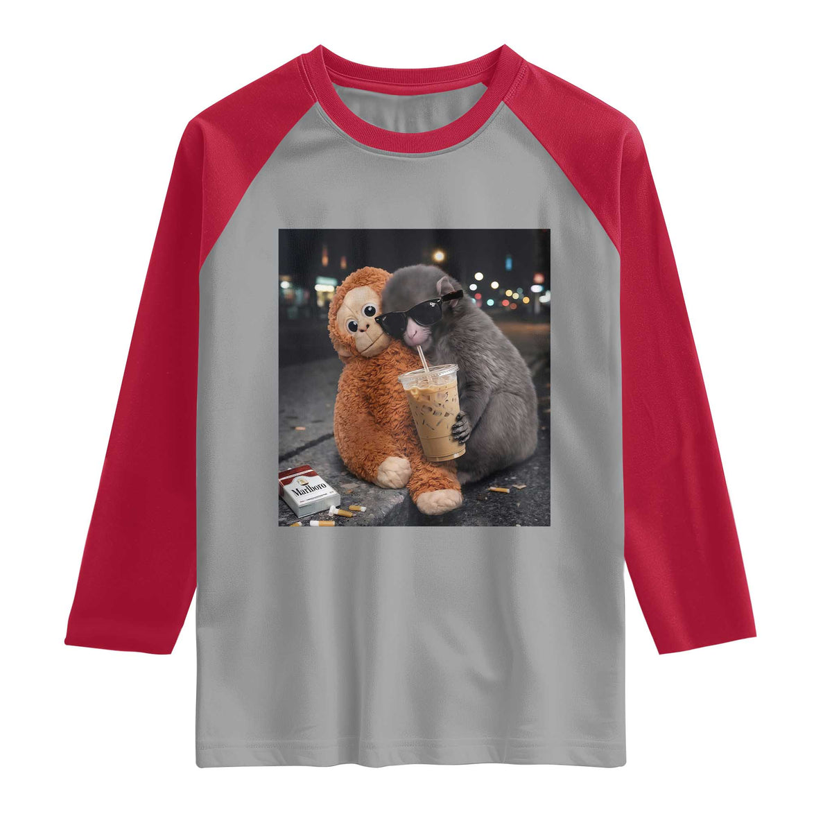 Punch Mokey Raglan Shirt Funny Drinking Diet Coke Sunglasses Street Meme